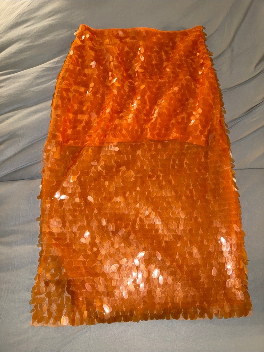 Orange Sequin Pencil Skirt - Sleek Party Pencil